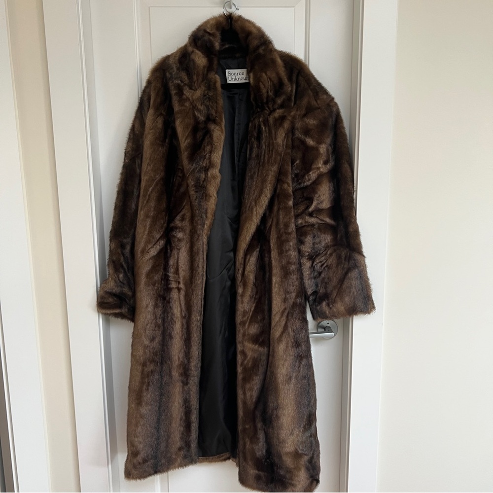 Source Unknown Dark Brown Faux Fur Coat